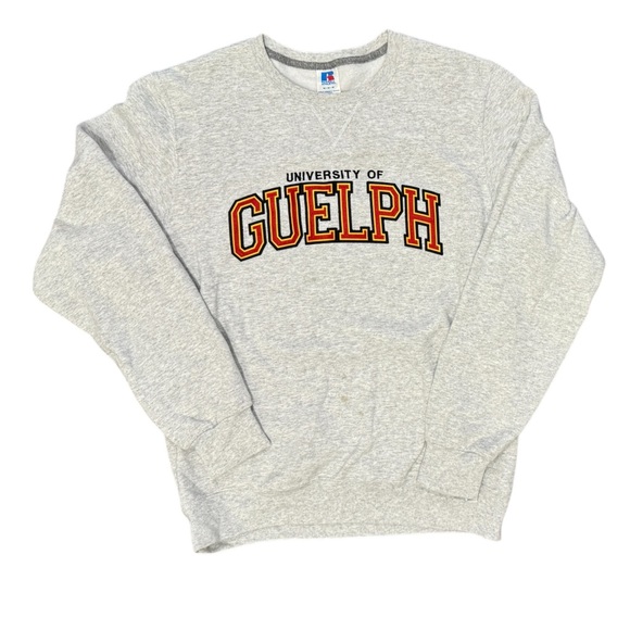 RUSSELL ATHLETIC UNIVERSITY OF GUELPH Gray Logo Long Sleeve Sweatshirt Medium - Picture 1 of 6